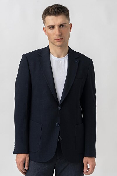 White Stone Aarau C4001 Regular Fit 6 Drop Likralı Gofre Ceket Desenli