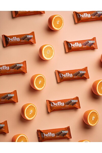 Delly 12 Adet Çikolata Kaplı - Bademli & Portakallı Meyveli Bar 35g