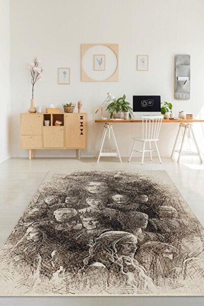 Homshtag Kahramanlar Film Desenli Halı Game Of Thrones Film Halısı Bej Renk Dokulu Film Serisi Halı