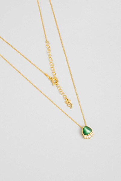 So CHIC... Renkli Pati 18 Ayar Sarı Altın Kaplama 45 Cm Gümüş Kolye