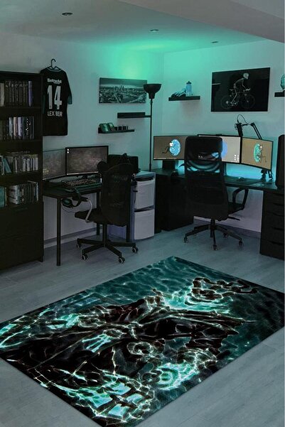 Homshtag Thresh Neon Ren Oyuncu Halısı Zemini Siyah Renk Gamer Temalı League ...