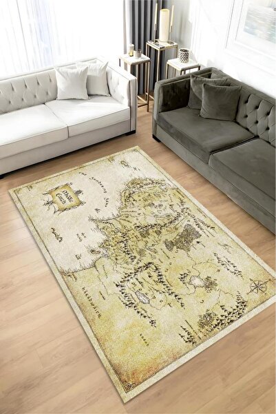 Homshtag Orta Dünya Yüzüklerin Efendisi Desenli Halı Bej Renk Yüzüklerin Efen...