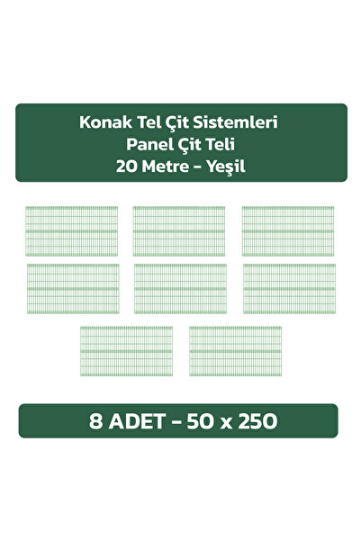 Konak Tel Çit Aksaray 8 Adet Bahçe Panel Çit Teli 50x250 cm 4.mm Tel Kalınlığ...