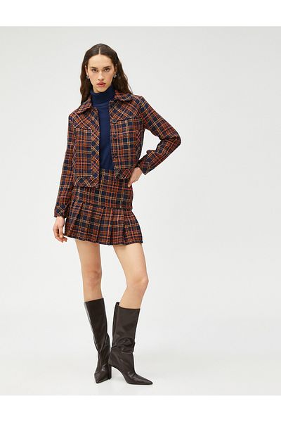 Koton Melis Ağazat X – Plissee-Mini-Tweed-Rock