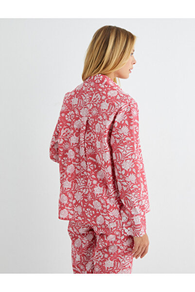 Koton Pijama Üstü Uzun Kollu Gömlek Yaka Düğmeli Pamuklu