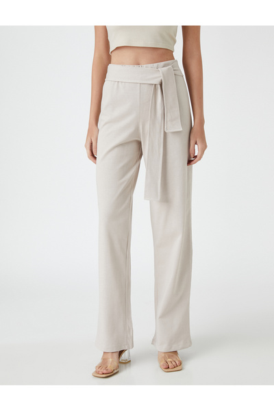 Koton Kötött, egyenes szárú nadrág, öves derékkal