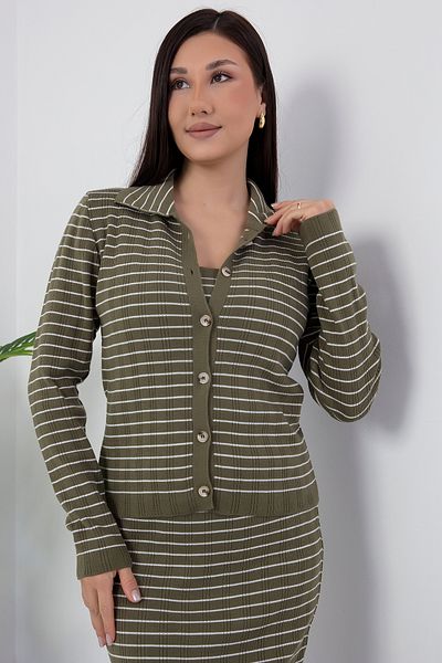 PULLIMM Set tricotaj triplu cu nasturi în dungi ARD2712