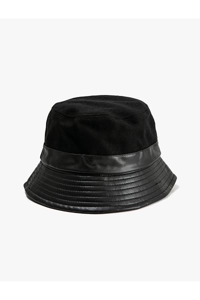 Koton Faux Leather Look Bucket Hat - Detailed