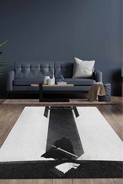 Homshtag Kış Geliyor Film Desenli Halı Game Of Thrones Film Halısı Açık Renk Dokulu Film Serisi Halı