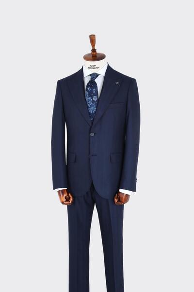 Kadir Büyükkaya Kırlangıç Yaka İki Düğmeli Erkek Takım Elbise-KAX1357S