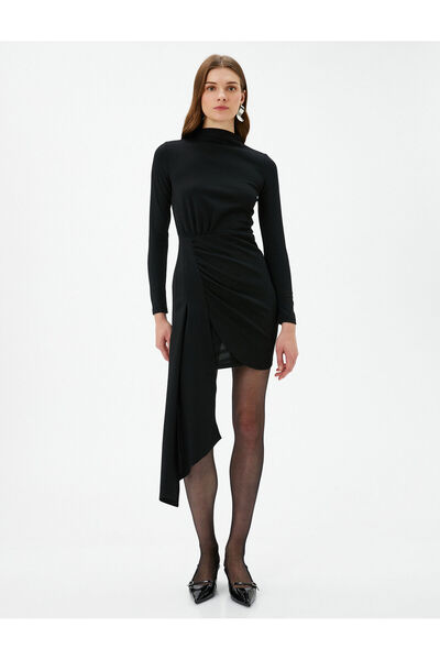 Koton Uzun Kollu Asimetrik Mini Elbise