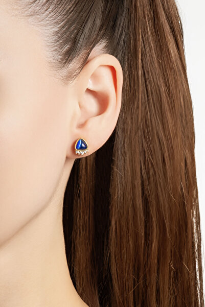 So CHIC... Renkli Pati 18 Ayar Sarı Altın Kaplama Gümüş Küpe