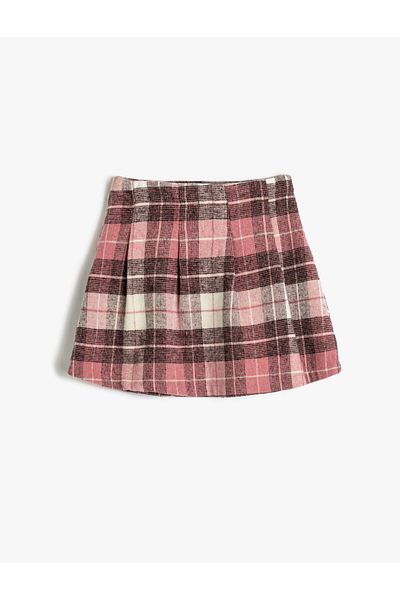 Koton Skirt Pleated Elastic Waist Button Detailed