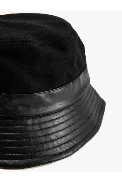 Koton Faux Leather Look Bucket Hat - Detailed