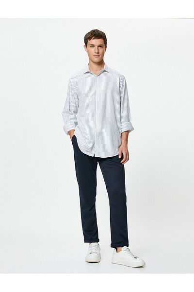Koton Fabric Trousers with Lace Waist Slim Fit and Pocket Detail