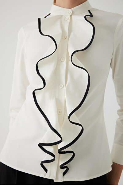 Exquise Likralı Pamuk Slim Fit Kemik Gömlek