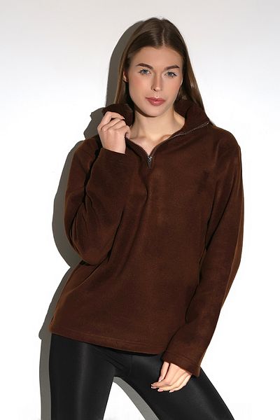 DİVİSTA Unisex Brown Colored Long Sleeve Zippered Fleece