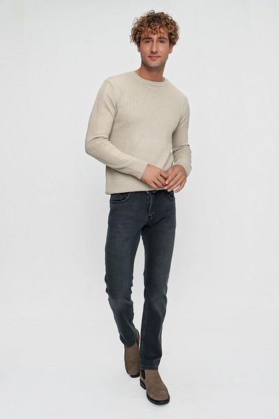 TENA Ανδρικό πλεκτό πουλόβερ σε μπεζ Crew Neck Basic