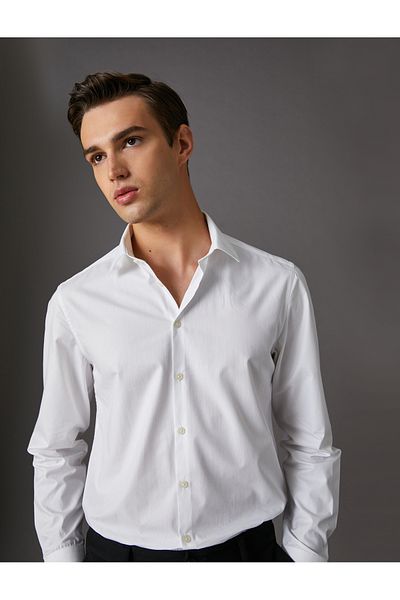 Koton Κλασικό πουκάμισο Slim Fit Μακρυμάνικο Κουμπωμένο