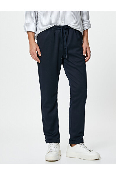 Koton Fabric Trousers with Lace Waist Slim Fit and Pocket Detail