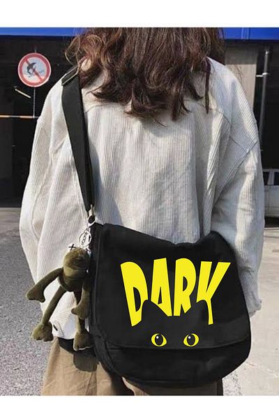 Cemira Geantă tote unisex Street Farmed Yellow Dark Cat - Poștaș și geantă de școală