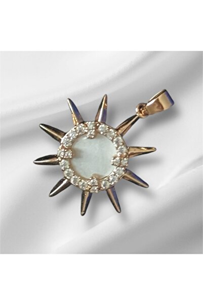 begüm jewelery GÜNEŞ DESENLİ TAŞLI GOLD TASARIM KOLYE UCU