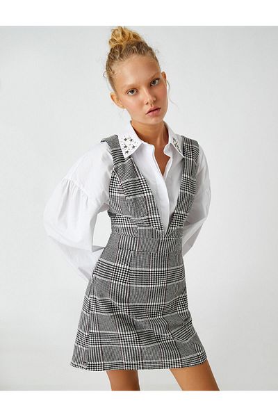 Koton Rochie Gilet Salopet cu model în carouri