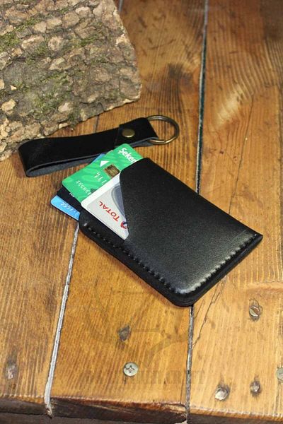 Z ZDK Leather Craft Vegan Leather Mini Wallet / Card Holder Black - Jaguar