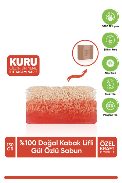 Healing Care % 100 Doğal Kabak Lifli Gül Özlü Sabun