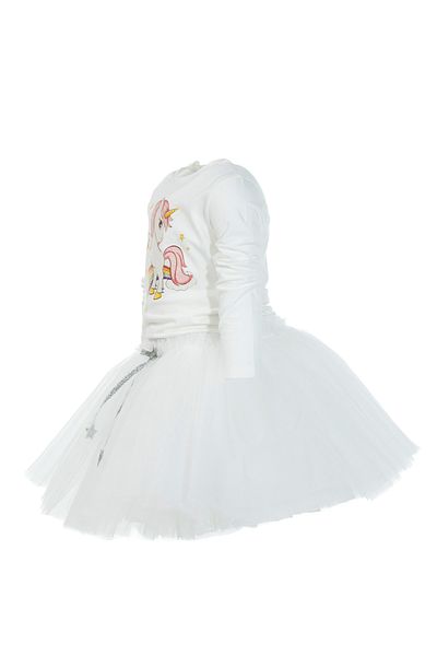 DUCA Set dublu body cu mânecă lungă cu imprimeu unicorn și fustă tutu umflată