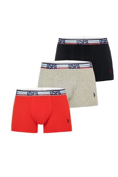 U.S. Polo Assn. Мъжки, Лицензирани, USPA, Червено-Сиво-Черни, Специално производство, Комплект от 3 боксерки