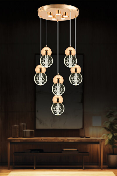 İstanbul Avize İstanbul Avize Uzay 6'lı Gold Kumandalı Üç Renk Led Modern Lüx Ledli Avize