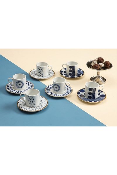 Porland Spotty 12 Piece 90cc Coffee Cup Set for 6 People