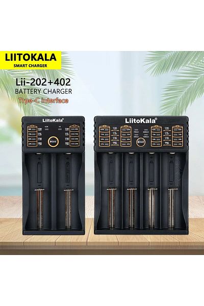 liitokala Lii-202 Lii-402 5V2A Output Type-C Wire Interface Universal 3.7V 3.2V 3.85V 18650 21700...