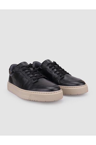 Cabani 100% Genuine Leather Black Lace-Up Men's Sports Shoes