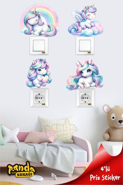 PANDA SOKAĞI Unicorn Priz Seti-2 , unicorn Sticker Set, Sevimli Unicornlar Pr...