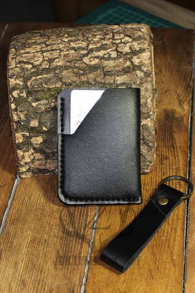 Z ZDK Leather Craft Vegan Leather Mini Wallet / Card Holder Black - Jaguar