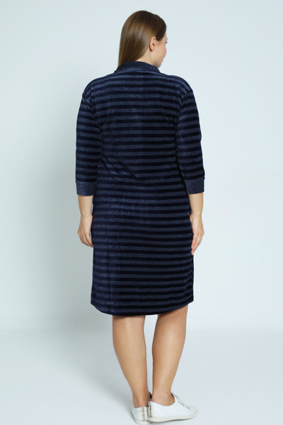 İntensive Φόρεμα μεγάλου μεγέθους από βαμβακερό βελούδο με μοτίβο σε μπλε ναυτικό μανίκι τριών τετάρτων