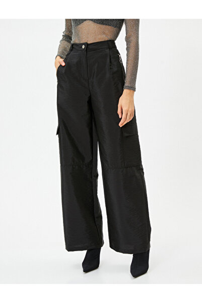 Koton Kargo Paraşüt Pantolon Yüksek Bel Cepli Fermuarlı