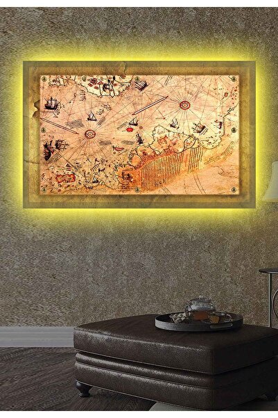 Genel Markalar PİRİ REİS HARİTASI LEDLİ KANVAS TABLO