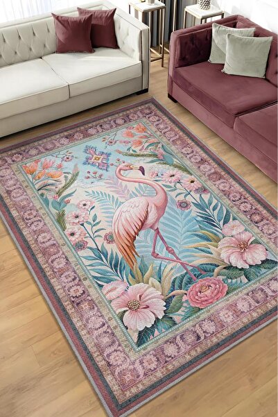 Homshtag Nuh'un Gemisi Koleksiyonu Flamingo Temalı Çiçek Desenli Vintage Pemb...