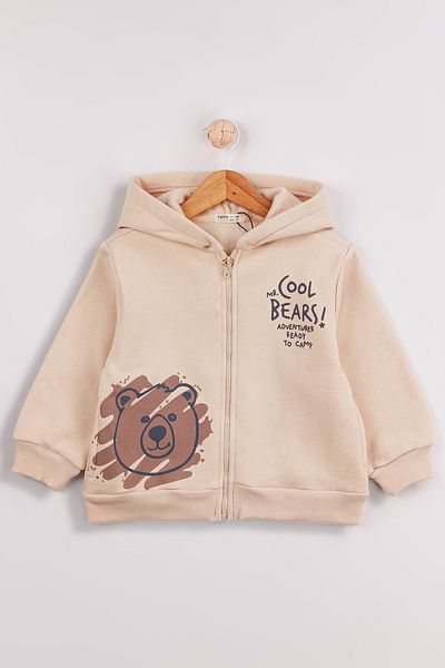 Harika KIDS Boy's 2-Pack Thick Cute Bear Printed Zip-Up Cardigan
