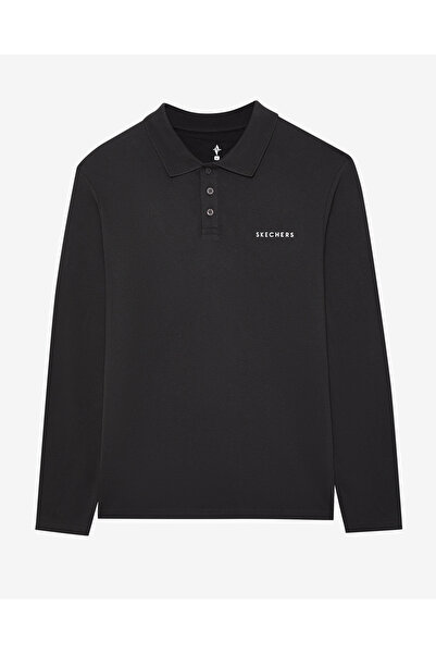 SKECHERS Ανδρικό μπλουζάκι με μαύρο πόλο λαιμόκοψη - M Polo Casual Comfort, μακρυμάνικο S 242198 -001