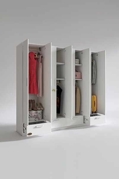 Kenzlife Gardırop 8 Kapılı 4 Çekmeceli Zambak 182*200*42 Byz Kapaklı Gardolap Dolap