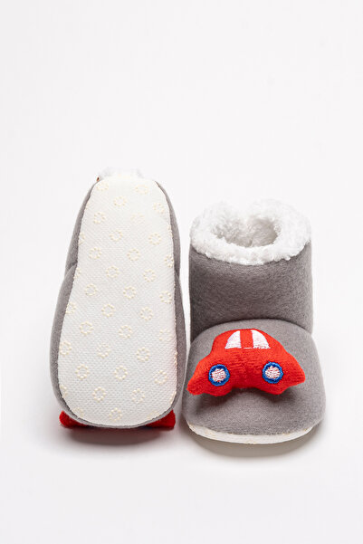 Puppis Baby Erkek Bebek Panduf, Kırmızı Arabalı, Kaydırmaz Taban, Terletmeyen, Organik Ilkadım