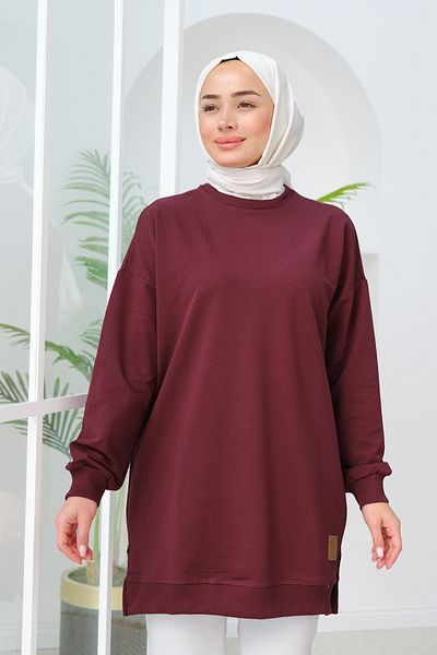 LOCCO Claret Red Casual Tunic - Γυναικεία Λεπτομέρεια Στολισμού