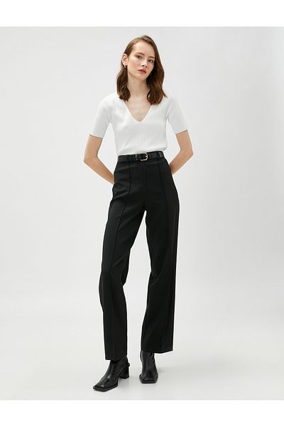 Koton Short Sleeve Knitwear Sweater V-Neck Ribbed
