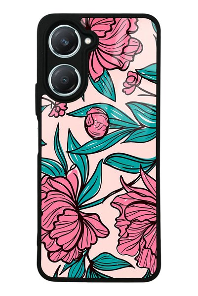 Spoyi غلاف هاتف Vivo Y18 لامع بتصميم زهور فوشيا