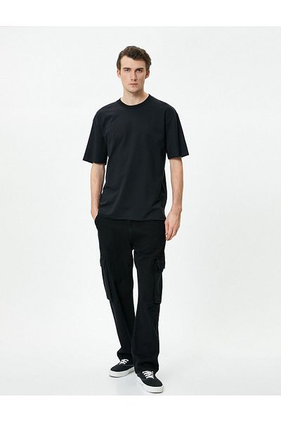 Koton Βαμβακερό μπλουζάκι Oversize - Crew Neck, Κοντό μανίκι