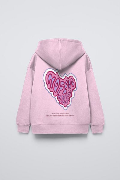 The Champ Clothing Hanorac supradimensionat pentru copii cu glugă roz, cu imprimeu No Fear